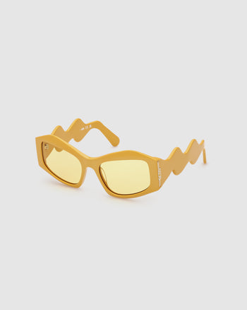 GD0023 GEOMETRIC SUNGLASSES: Unisex Sunglasses Yellow | GCDS